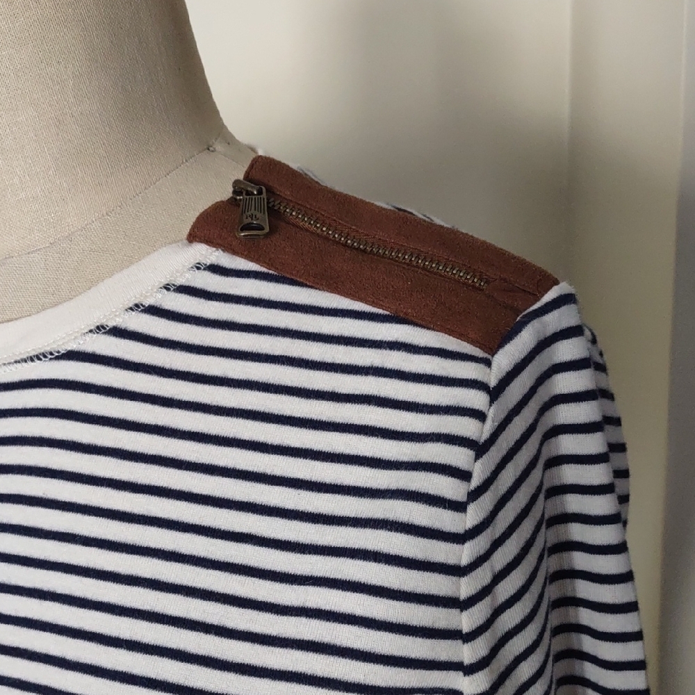 Lauren Ralph Lauren Navy and White Striped Long Sleeve Top - Picture 3 of 7